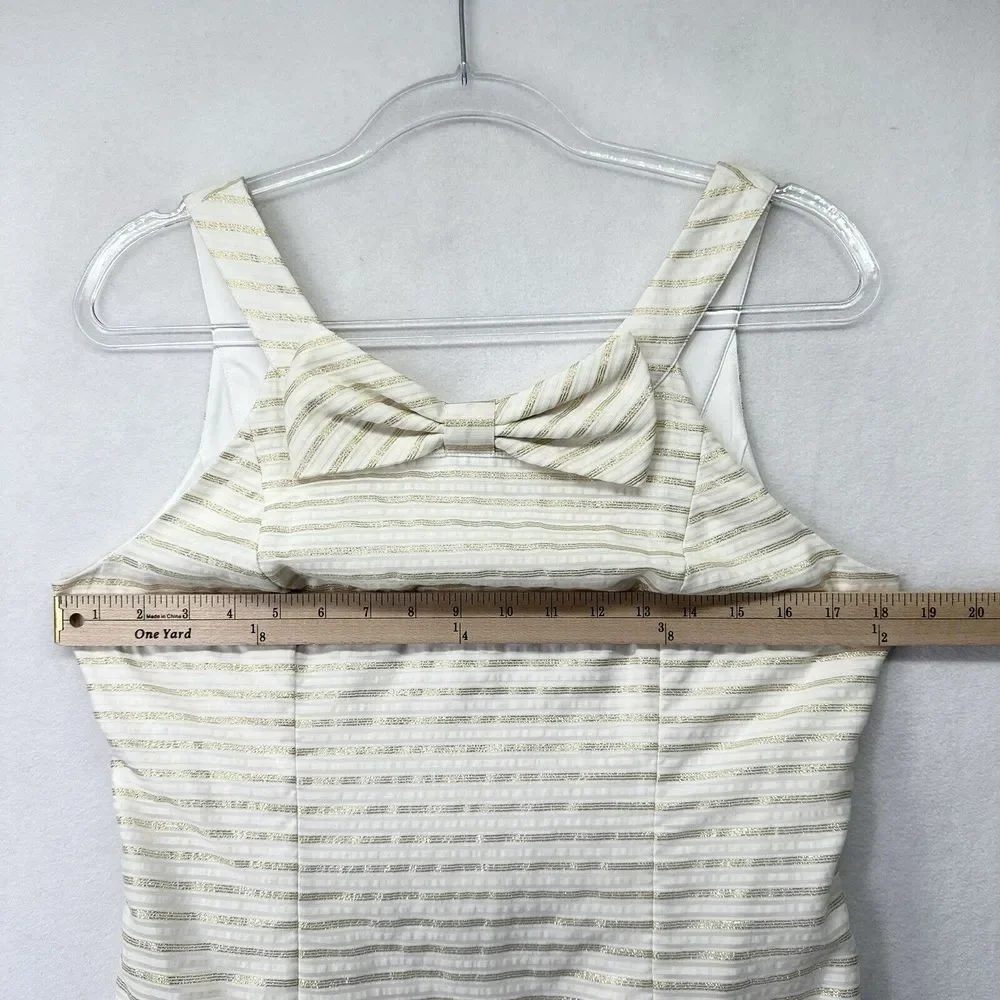 Lilly Pulitzer Henley Corded Organza Gold Stripe Knee Length Dress Size 8 - Picture 16 of 16